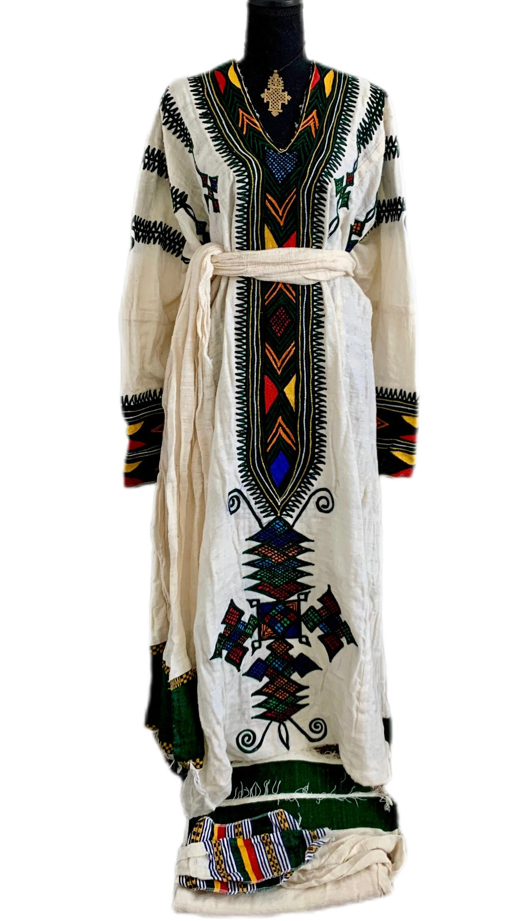 Aynamit • Ethiopian Gondar Amhara Traditional 100% Handmade (Fetil - ቀጭን ፈትል) Free Size Dress