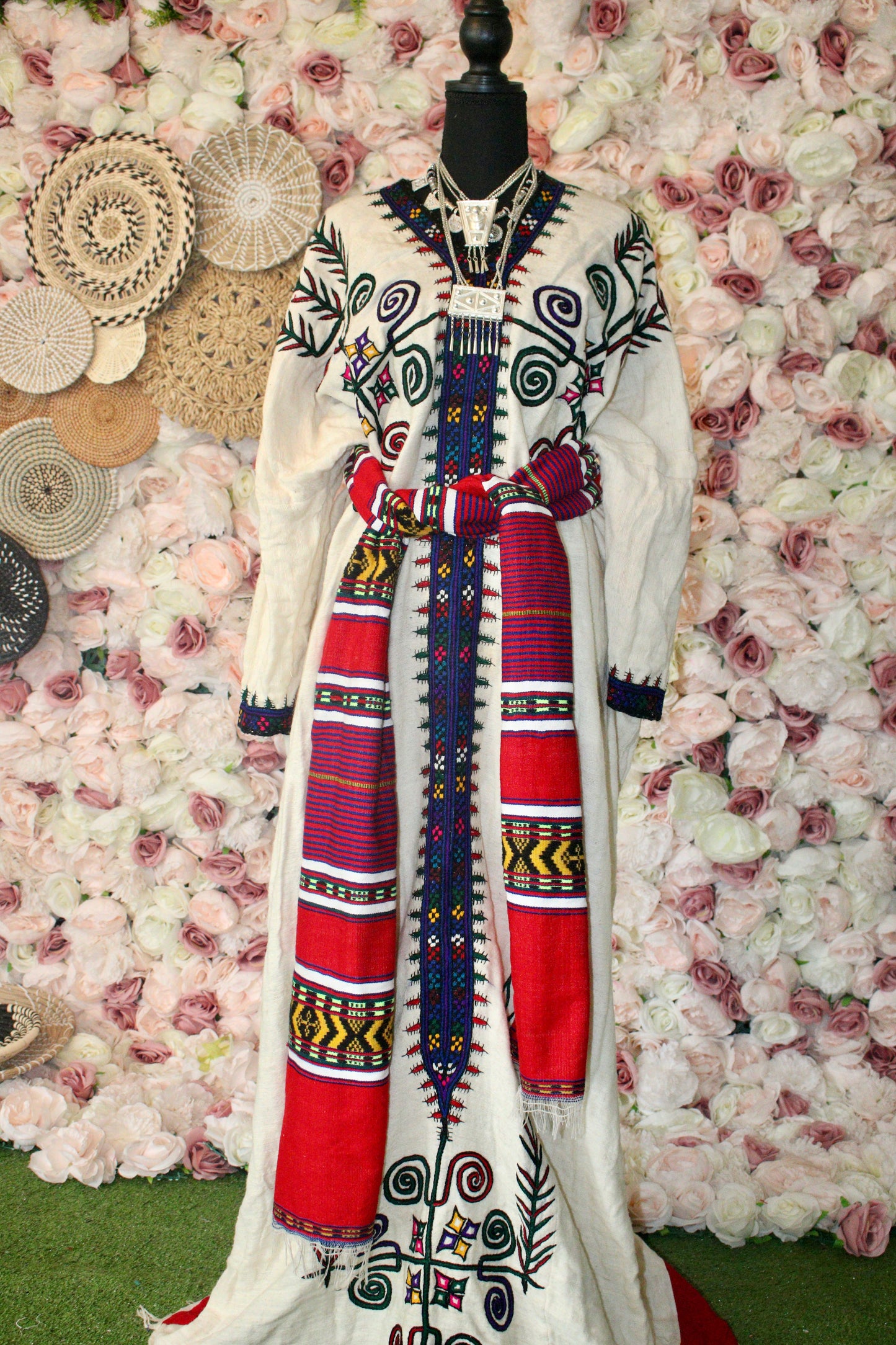 MarEshet • Ethiopian Gojam Amhara Traditional Zegye Free Size Dress