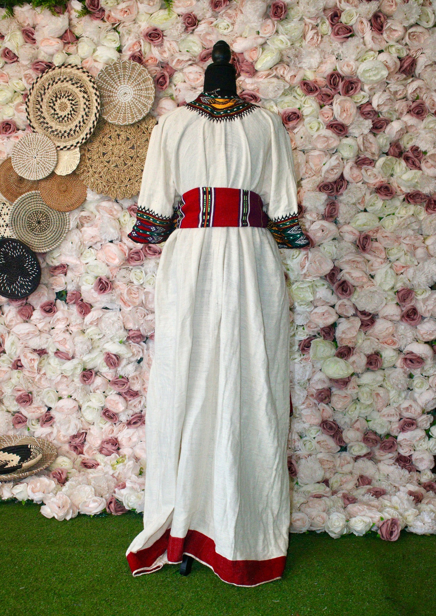 MarZeneb • Ethiopian Gojam Amhara Traditional Zegye Free Size  Dress